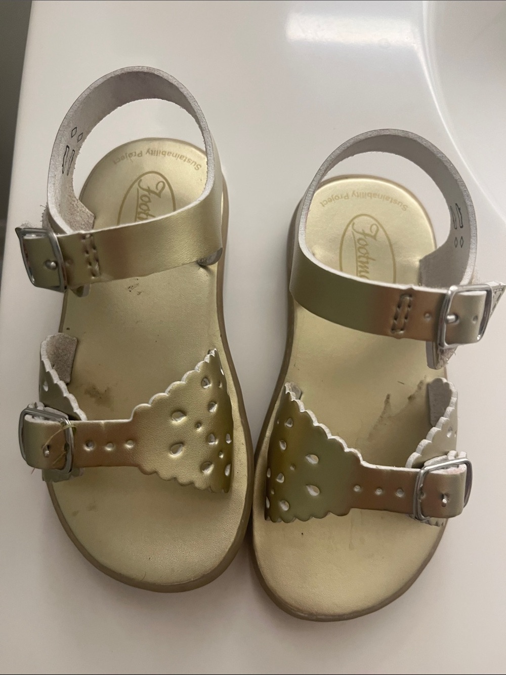 FootMates Girls Metallic Gold Double Buckle Sandals